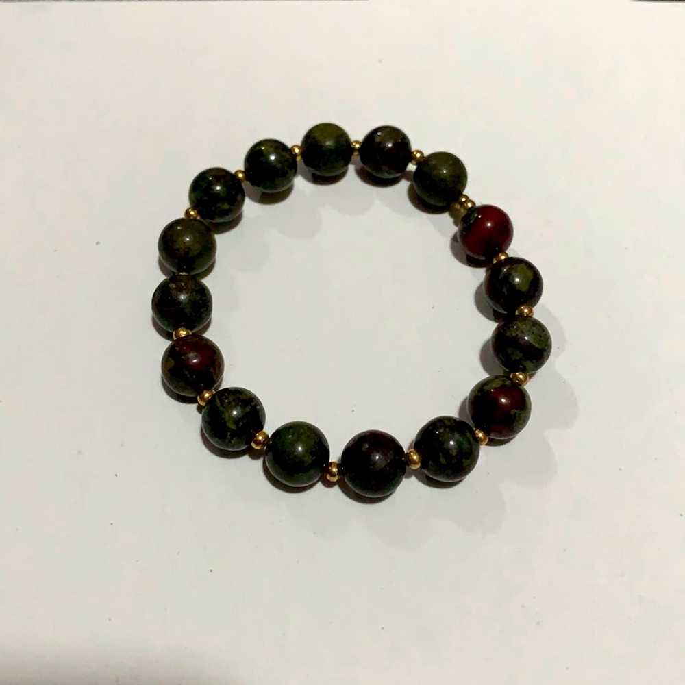 Handmade Picasso Jasper stone stretchy bracelet
